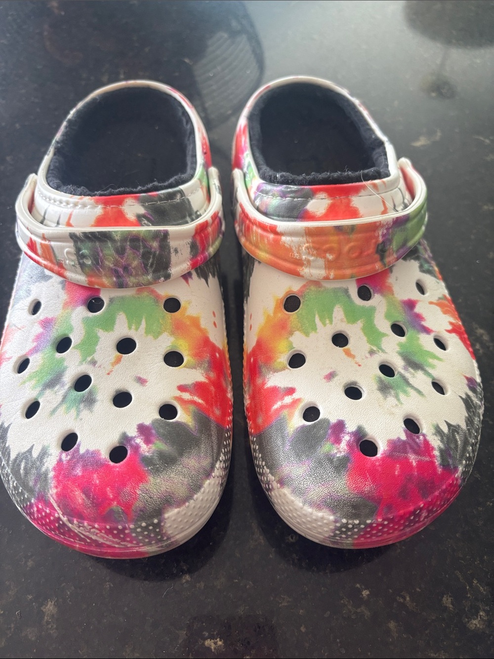 CROCS Kids Tie-Dye Clog Sandals in White, Red, Green, Pink, Purple